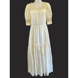 Vintage Catherine Cooper 1970 Edwardian Handmade Cottagecore Prairie Maxi Dress